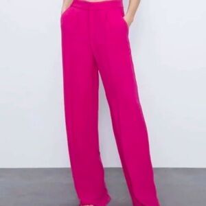 Zara Hot Pink Wide Leg Trousers